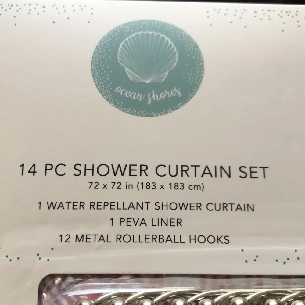 Ocean Coastal Beachy Shower Curtain Set with Hooks